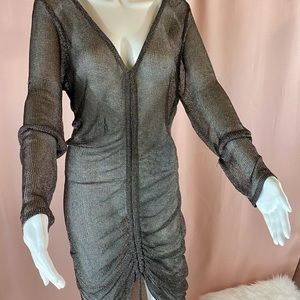 FASHION-NOVA ZHOU METALLIC DRESS GUNMETAL  XL NWT
